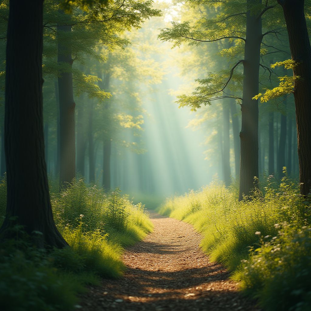 Dogs enjoying a forest trail